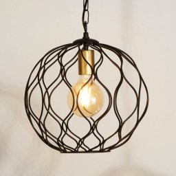 Searchlight Finesse pendant light, black/gold, metal, Ø31.5 cm, E27