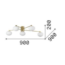 Ideallux Ideal Lux Hermes ceiling light, white, 90 cm, 5-bulb, glass