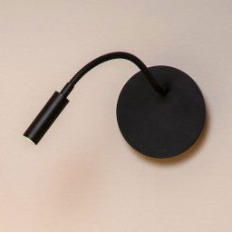 Lucide LED battery wall spotlight Jolijn, black, flexible arm, Ø 11 cm, magnet