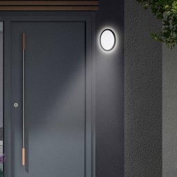 Telefunken LED outdoor wall light Nizza, Ø 28cm, black 4,000K
