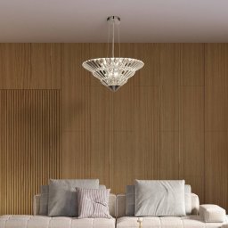 Searchlight Savannah pendant light, 8-bulb, crystal glass