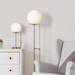 Searchlight Sphere table lamp with a spherical glass lampshade