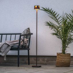 Konstsmide Nice rechargeable LED floor lamp, rust-coloured, aluminium, IP54,