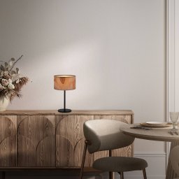 Briloner Mata table lamp, brown, textile, height 42 cm