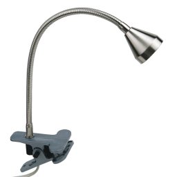 Busch LED clip-on light Mini, flexible arm, nickel, 3,000K