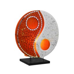 Woru Ying Yang glass mosaic table lamp orange/white