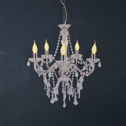 Näve Cecilia chandelier, chrome, iron/acrylic, Ø 52 cm, 5-bulb.