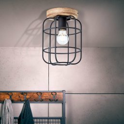 Brilliant Gwen ceiling light, Ø 20 cm, antique wood/black, metal/wood