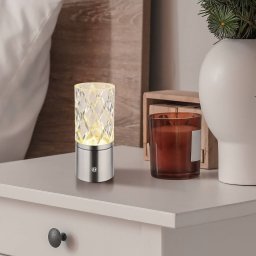 Globo LED table lamp Lunki, nickel-coloured, height 19 cm, CCT