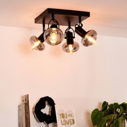 Lucide Madee downlight, black/smoke, 4-bulb