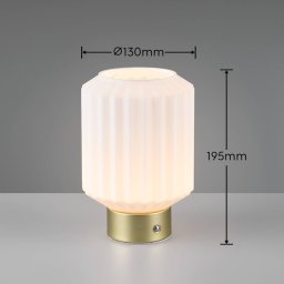 Reality Leuchten LED table lamp Lord, brass/opal, height 19.5 cm, glass
