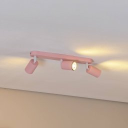 TK Lighting Livia ceiling spotlight, pink, 52 cm, 3-bulb, metal, GU10