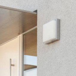 LCD LED outdoor wall light 046, stainless steel, glass, 25 x 25 cm