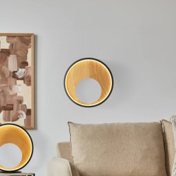 Searchlight Curio LED wall light, wood look