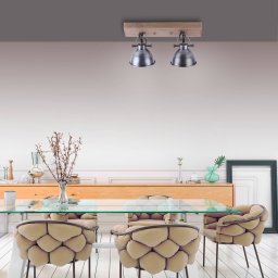 JUST LIGHT. GmbH Samia ceiling light, 2-bulb, mango wood, iron