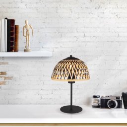 Globo Colly table lamp, bamboo mesh lampshade