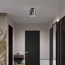 Searchlight Sweden ceiling light, black/smoke grey, 1-bulb, steel, glass