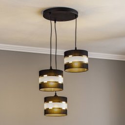 HELAM Helen pendant light, round, black and gold, 3-bulb