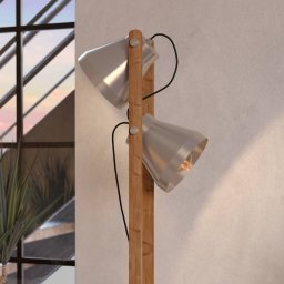 EGLO Cawton floor lamp, height 134.5 cm, steel/brown, 2-bulb steel