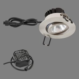 EVN PC65 recessed light, round, 3000K stainless steel