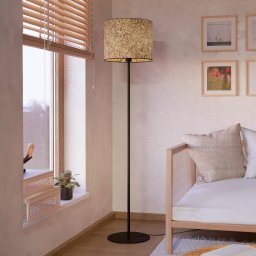 EGLO Butterburn floor lamp, height 162 cm, beige/green, metal/fabric