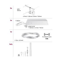 Paulmann Wire Sheela cable system 5-bulb 5m chrome