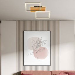 Briloner Cornice LED ceiling light, 50x41 cm, wood, dimmable