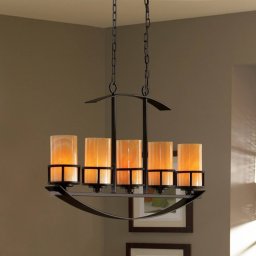 QUOIZEL Long pendant light Kyle with 5 onyx lampshades