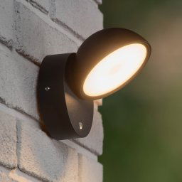 Lucide Finn LED wall light, black, IP54, day/night sensor