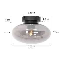 Steinhauer Reflexion ceiling light, Ø 25 cm, glass, black/smoke grey