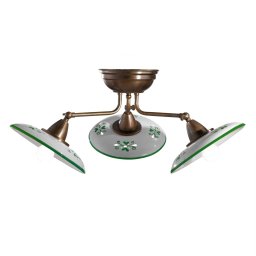 Cremasco Bassano - three-bulb ceramic ceiling light green