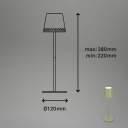 Briloner LED table lamp Kiki, lime green, IP44, 3,000K