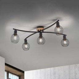 JUST LIGHT. GmbH Eugen ceiling light, wood decor, 5-bulb