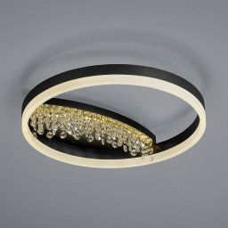 HELL LED ceiling light Dana with crystal decor, black