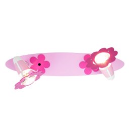 Elobra Flower ceiling light, pink, panel, two-bulb