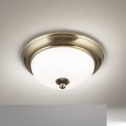 ORION Empire ceiling light, Ø 26.5 cm, antique brass, frosted opal glass