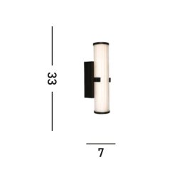 Searchlight LED wall light Clamp, black/white steel, glass, IP44