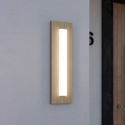 EGLO LED outdoor wall light Bitetto, plastic, wood look