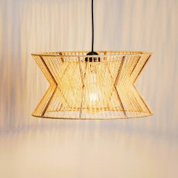 Viokef Argela hanging light with dual lampshade, natural