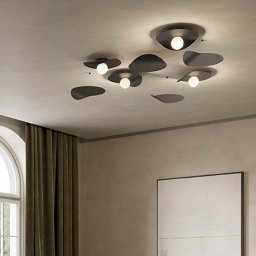 kdln Flow ceiling light, black, Ø 35 cm, metal/glass