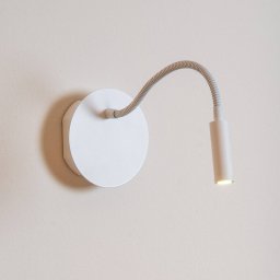 Lucide LED battery wall spotlight Jolijn, white, flexible arm, Ø 11 cm, magnet