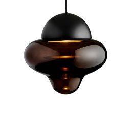 DESIGN BY US LED pendant light Nutty XL, brown / black, Ø 30 cm, glass