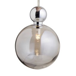 EBB & FLOW Uva L hanging light, ball silver smoke grey