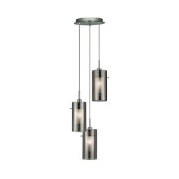 Searchlight Duo 2 pendant lamp smoky glass/chrome round 3-bulb