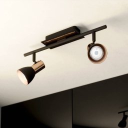 EGLO Barnham LED downlight, length 39.5 cm, black/copper