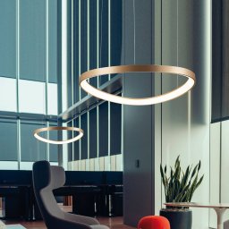 Viokef Loop LED hanging light, gold, Ø 60 cm