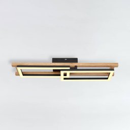 Globo Illa LED ceiling light, wood design, length 69cm