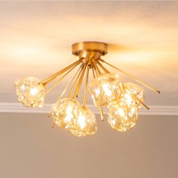 Avonni Ceiling light AR-1777-6E with 6 glasses, antique gold
