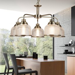 Searchlight Bistro II pendant light 5-bulb brass/fluted glass