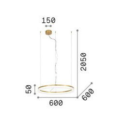 Ideallux Ideal Lux LED hanging light Crown Ø 60 cm, brass-coloured metal